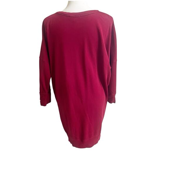 Express One Eleven Sweater Tunic Dress Maroon Size Large Deep V-Neck Minimalist - Picture 2 of 11